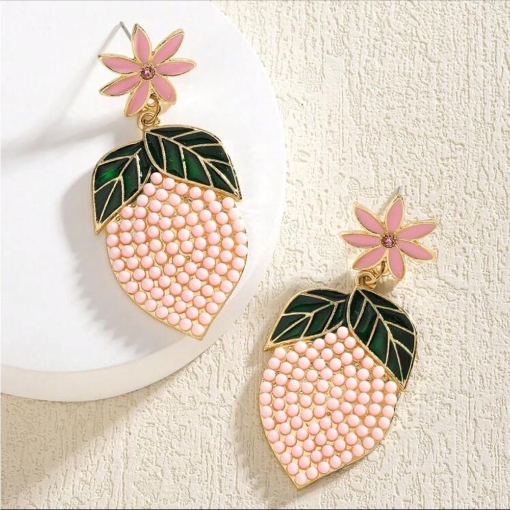 Bohemian pink lemon earrings A925